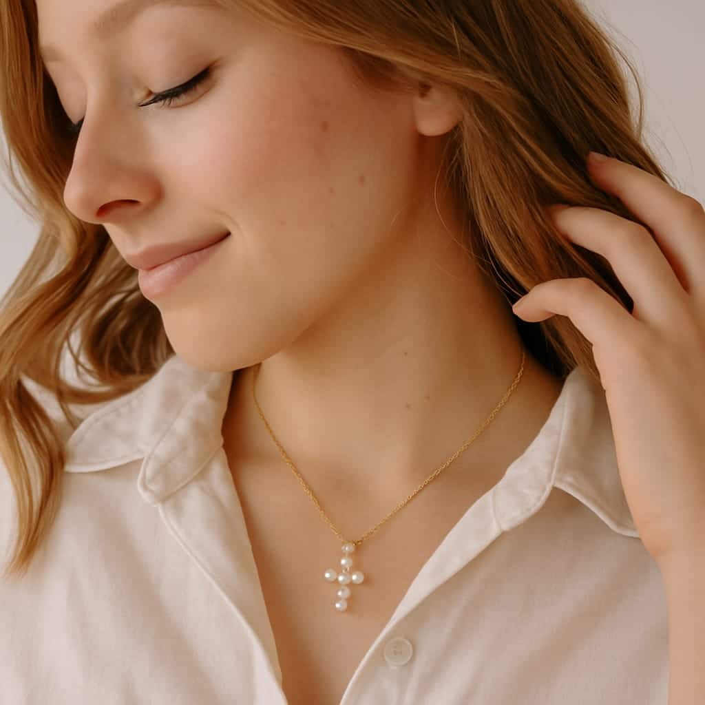 Collar Cruz de Perlas - Imagen 2