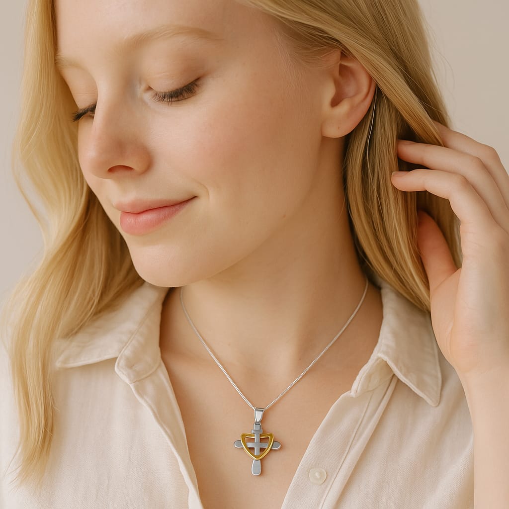 Collar Cruz y Corazón entrelazados - Imagen 2