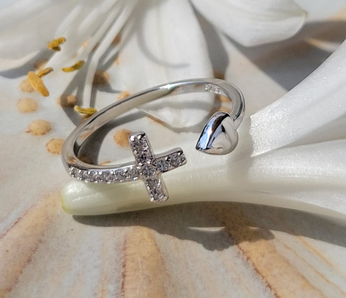 Anillo Cruz y Corazon - Imagen 3