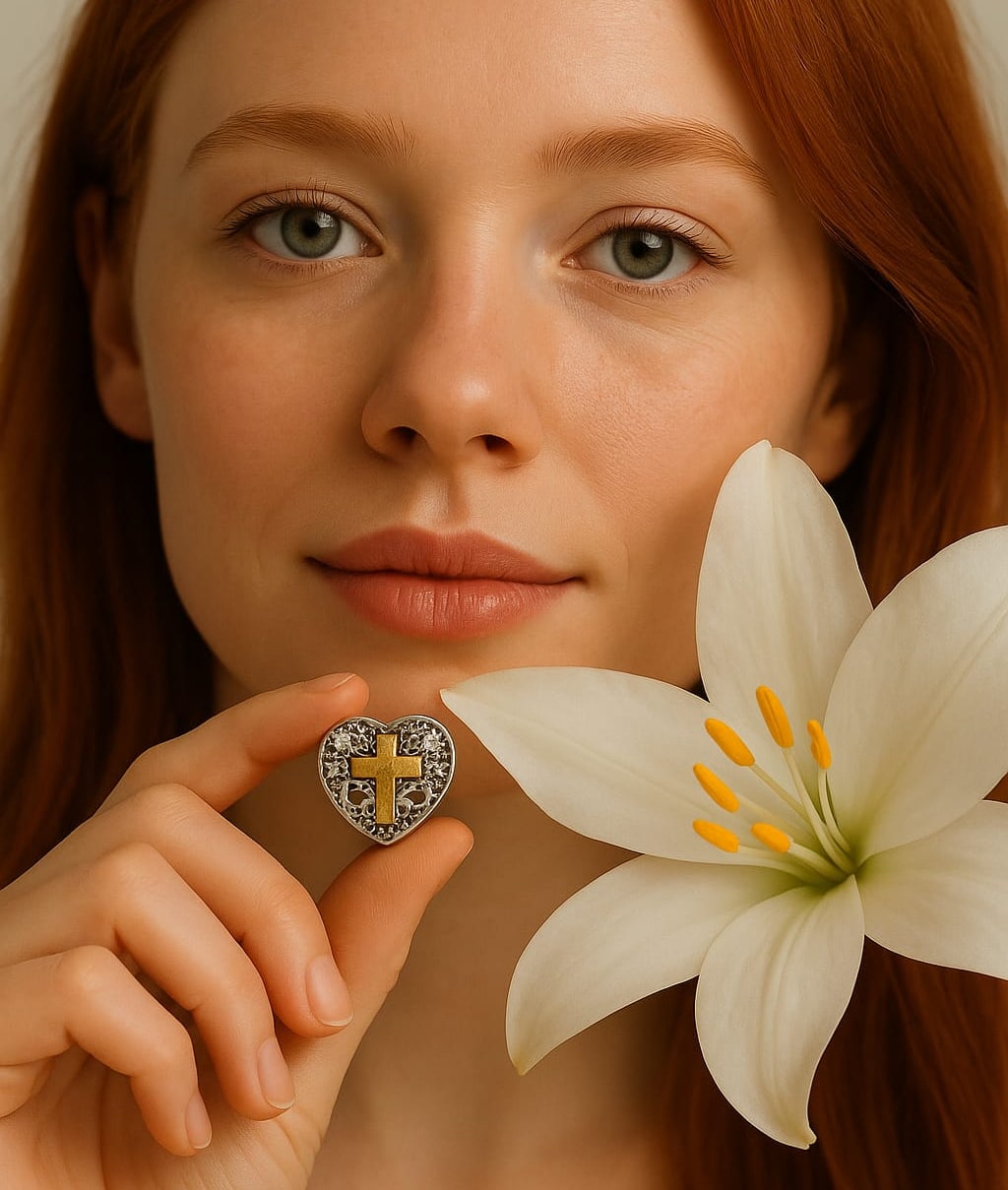 Corazón con Cruz Dorada - Imagen 2