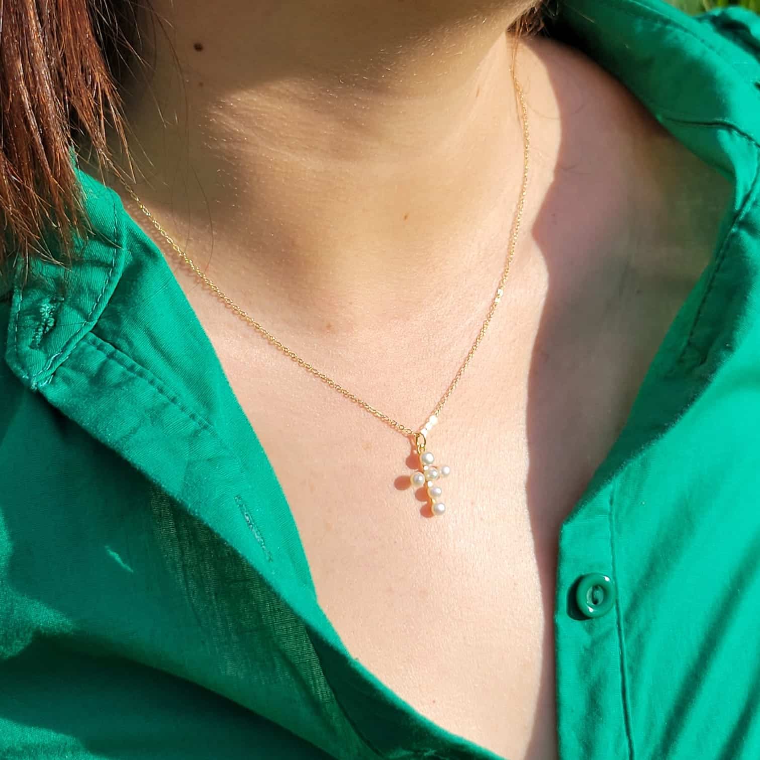 Collar Cruz de Perlas - Imagen 4