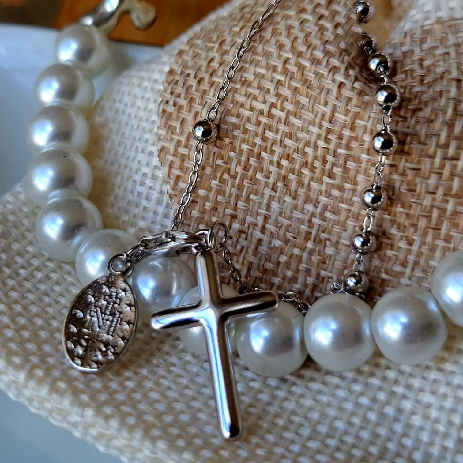 Misterio con Cruz y Medalla de María en Plata 925